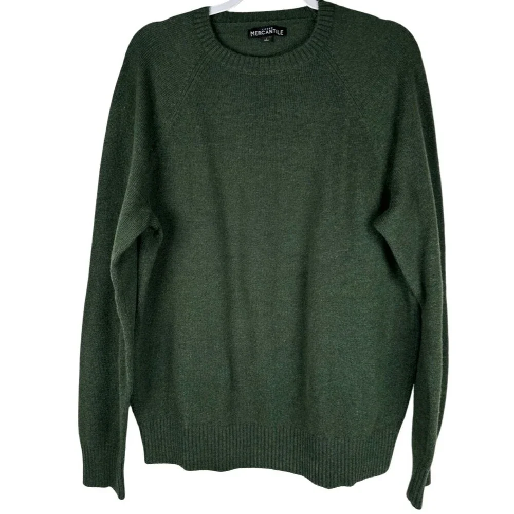 J. Crew Mercantile Lambswool Crewneck Pullover Sweater Green Men’s Size Large